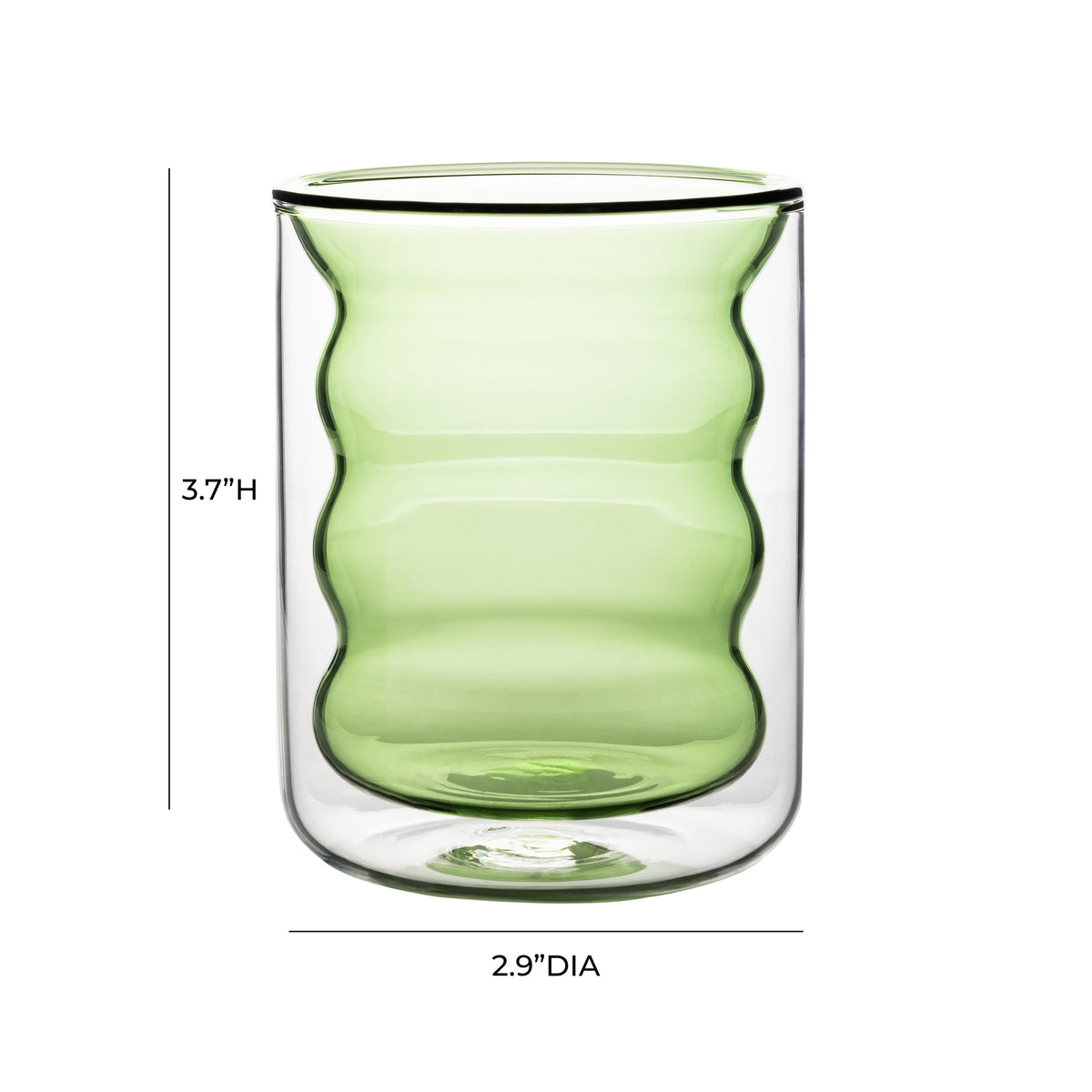 Waves Green Water Glass - Set of 4
