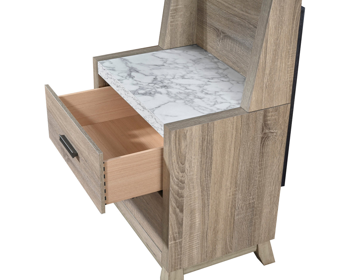 Tilston Natural Nightstand with Wall Panel