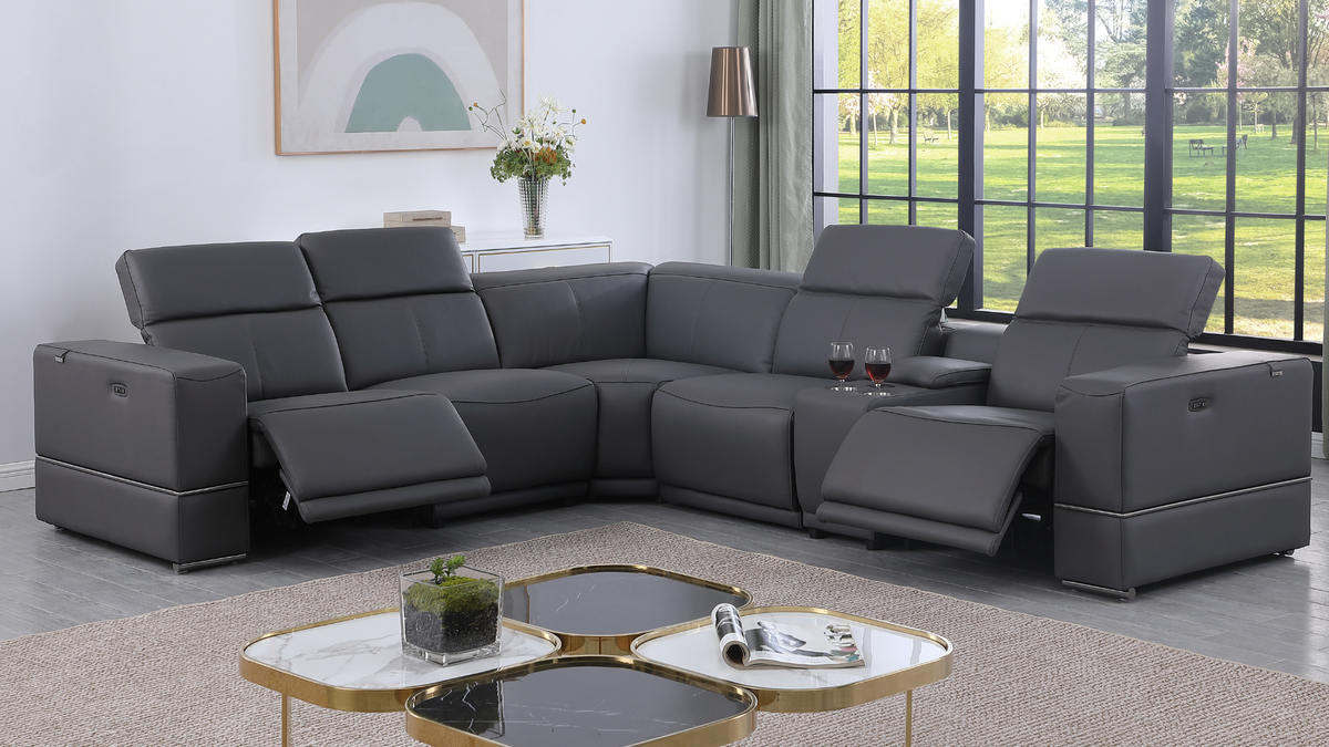 Franco Charcoal Power Reclining Sectional