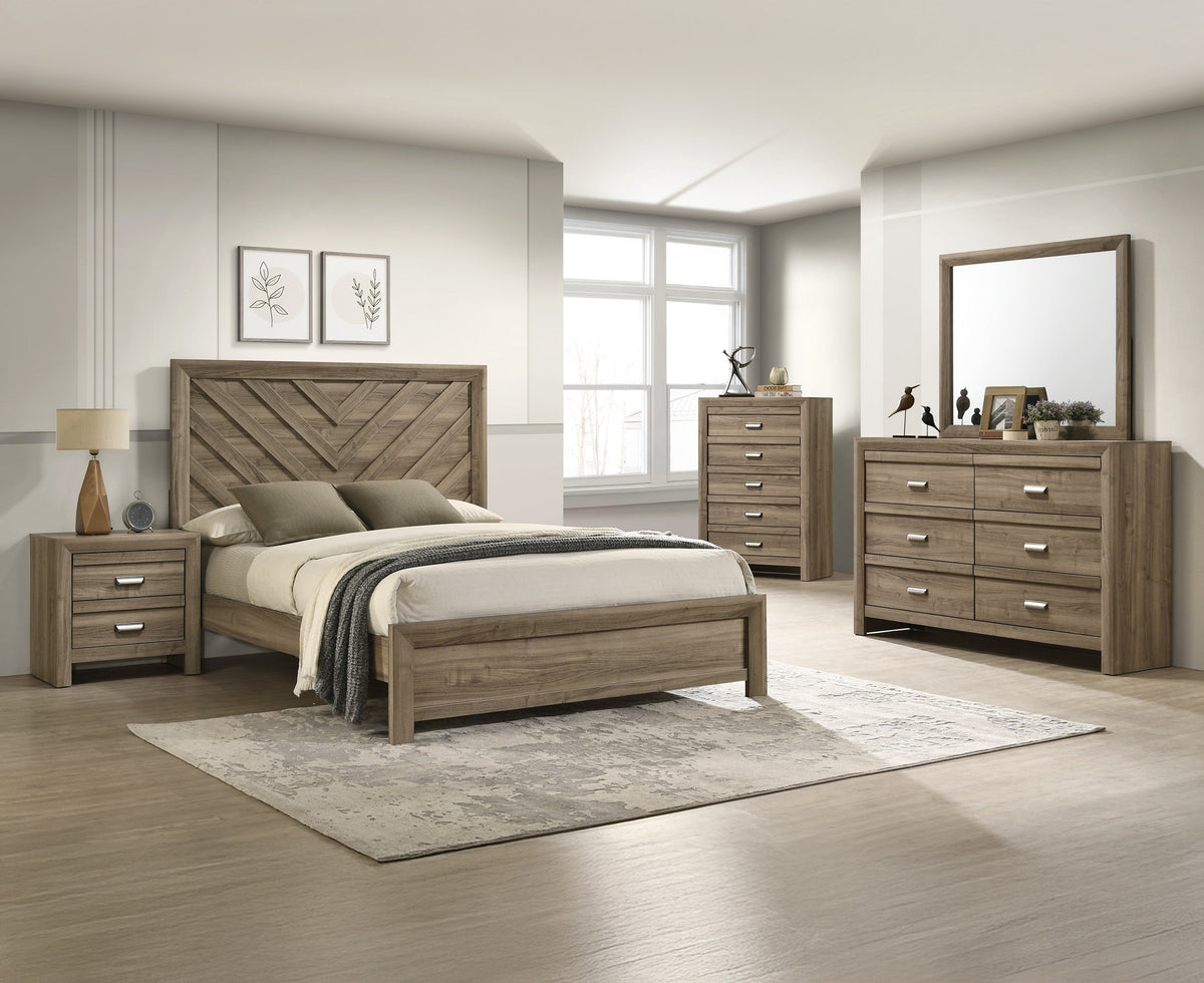 Valor Light Brown King Panel Bed