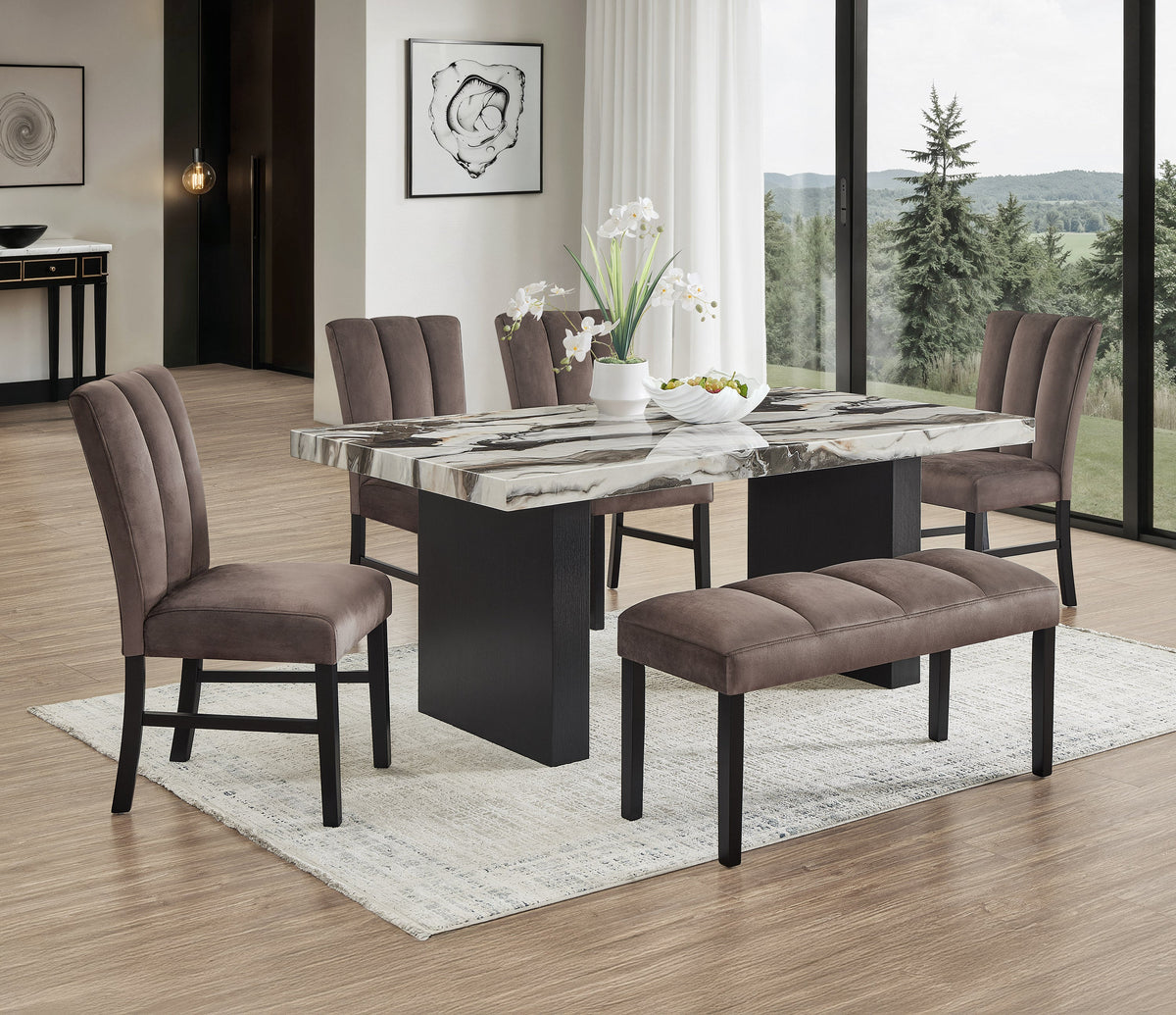 Vega Black/Brown Side Chair, Set of 2