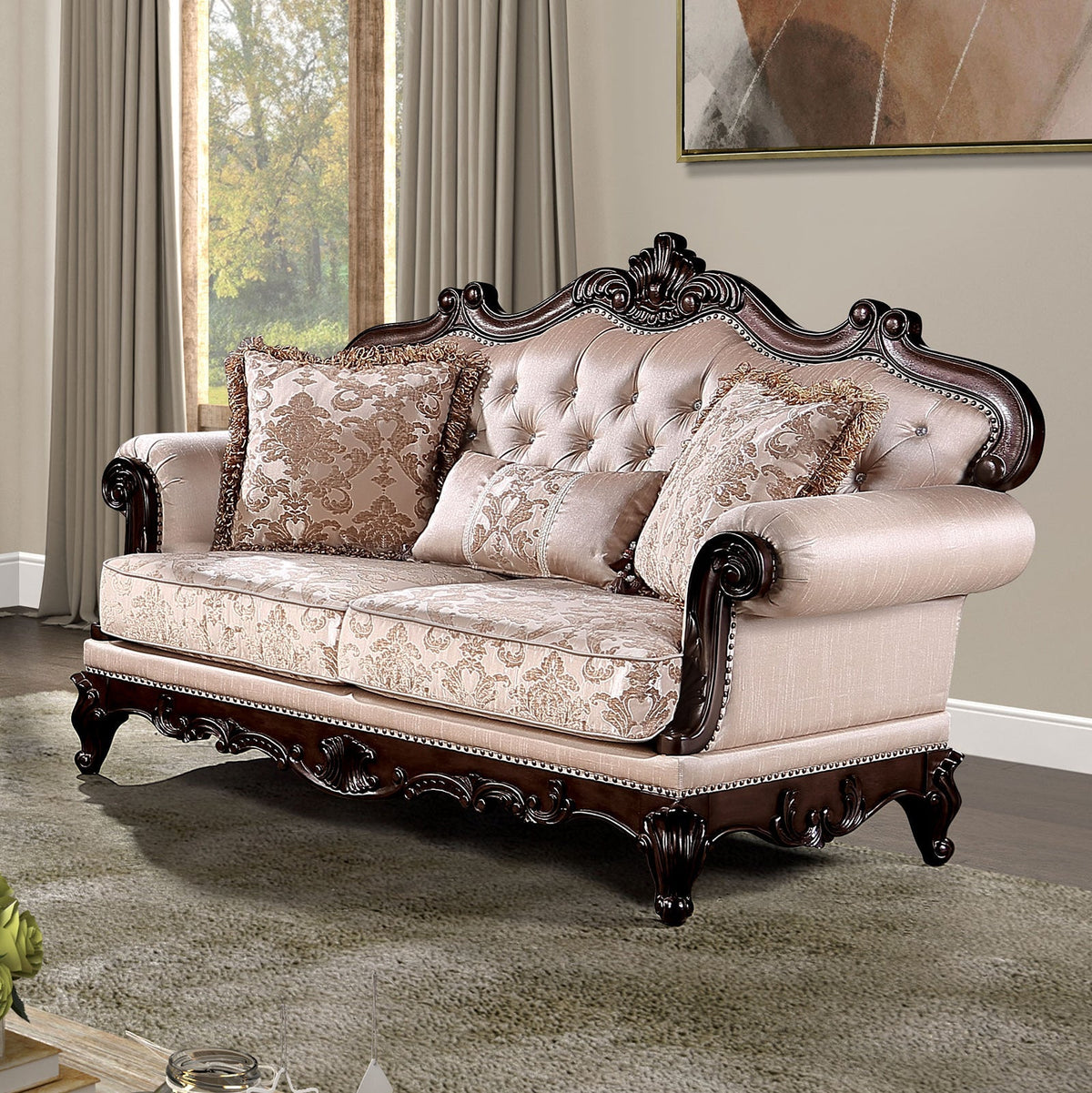 Veracruz Dark Cherry/Light Brown Traditional Living Room Set
