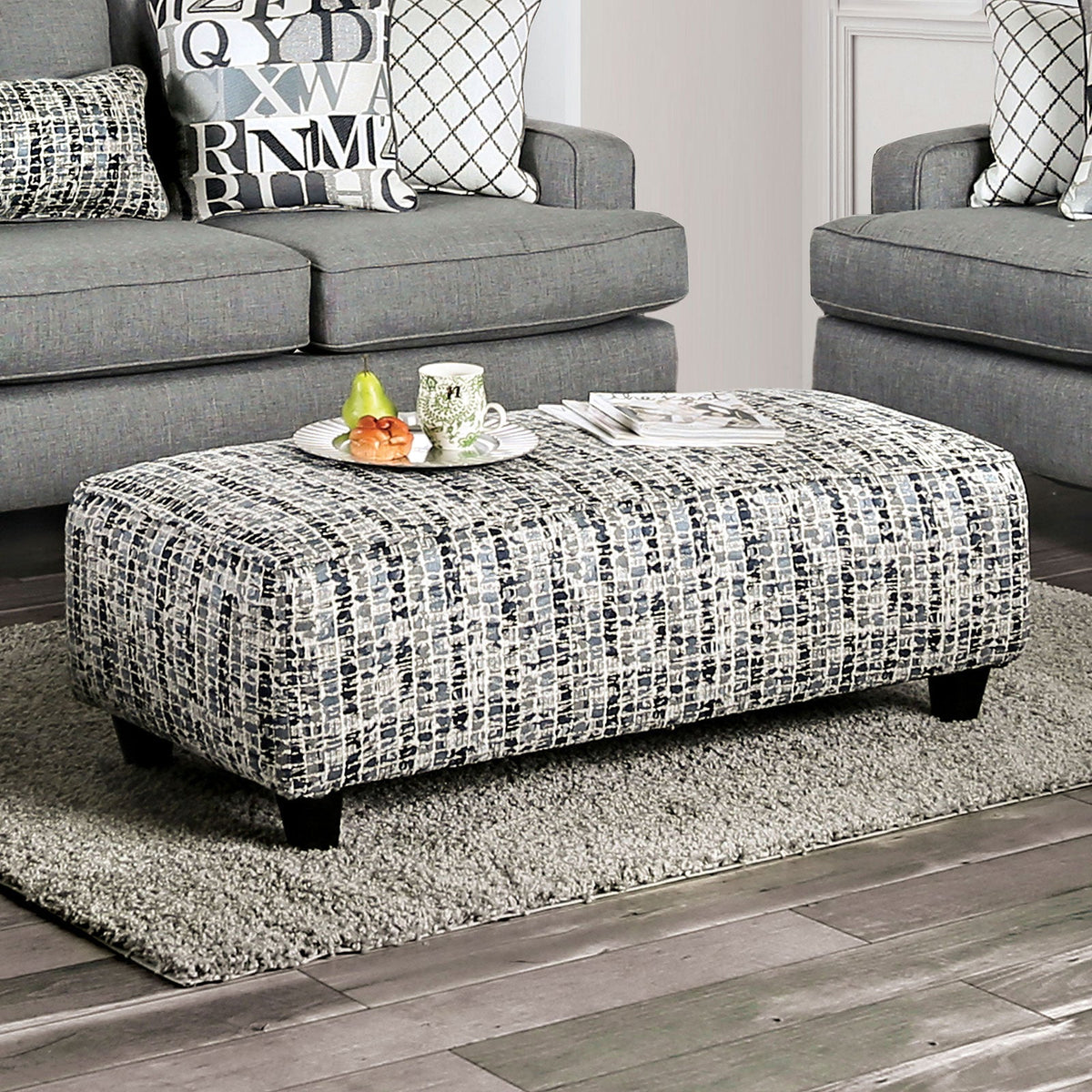 Verne Bluish Gray Transitional Living Room Set