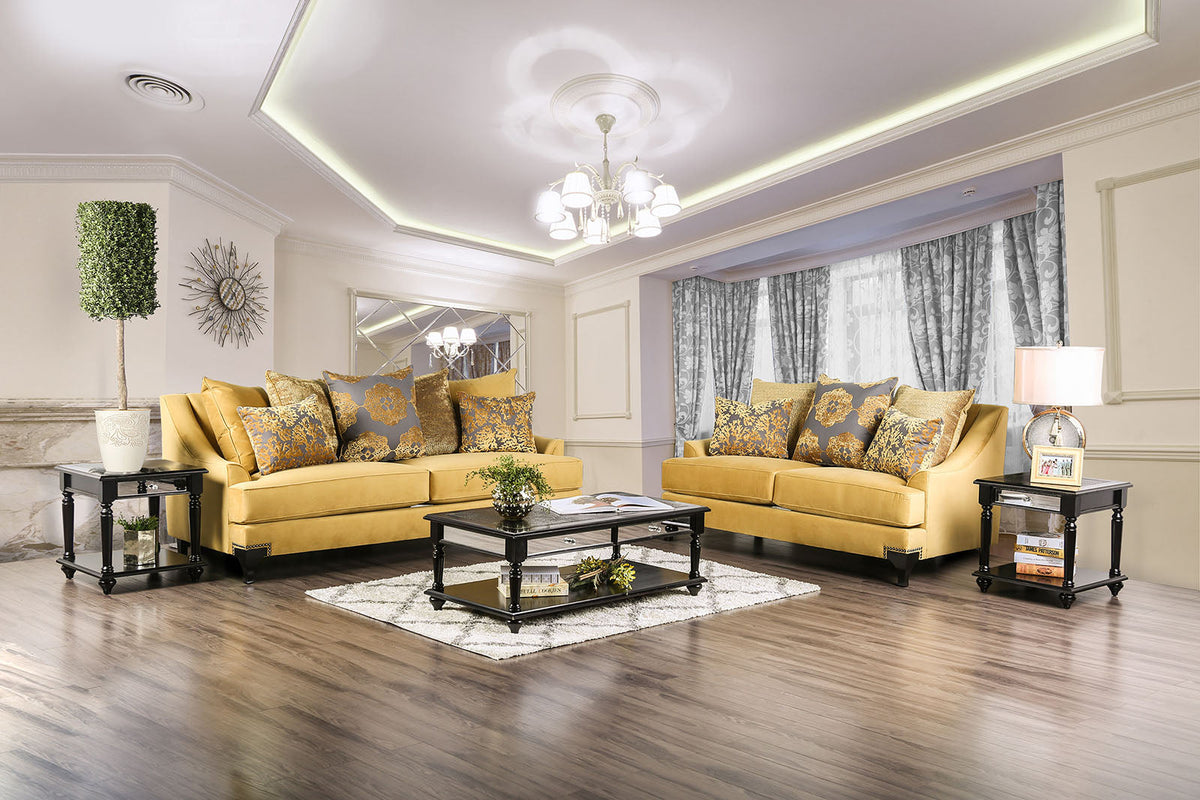 Viscontti Gold/Gray Traditional Living Room Set