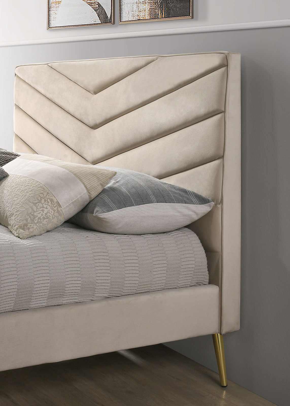 Vivar Beige Twin Upholstered Bed