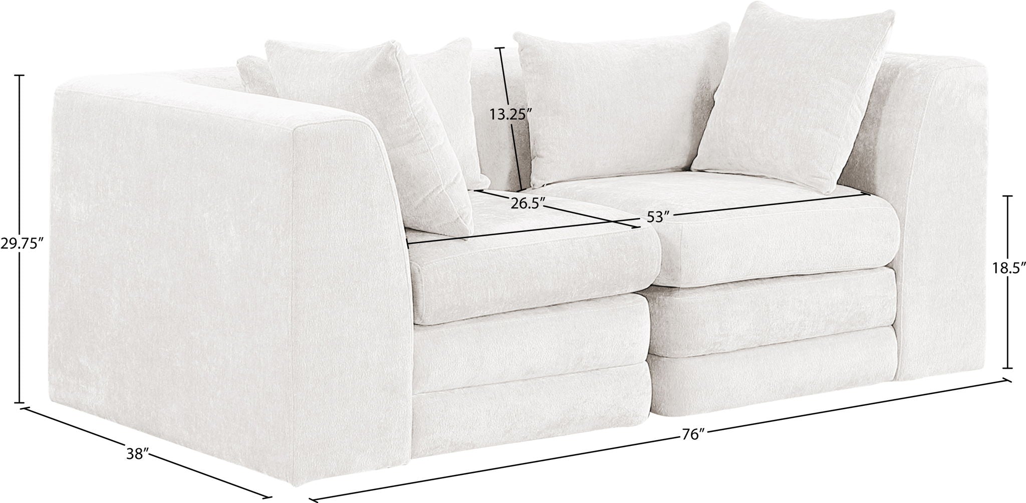 Stellar - 2 Piece 76" Upholstered Modular Loveseat