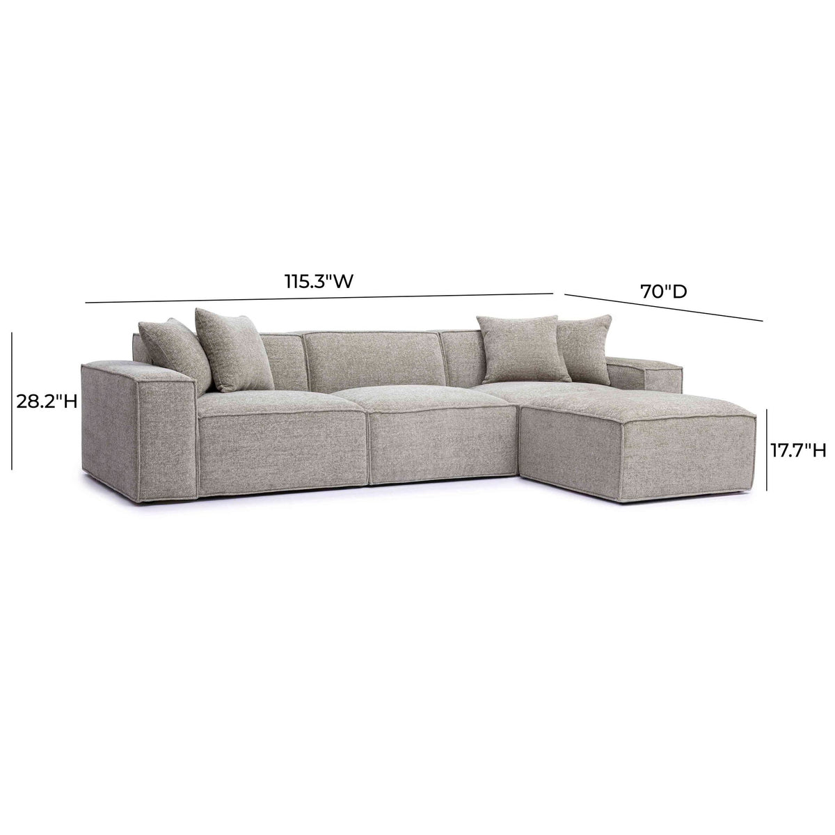Mindy White Chenille Basketweave Modular Sectional