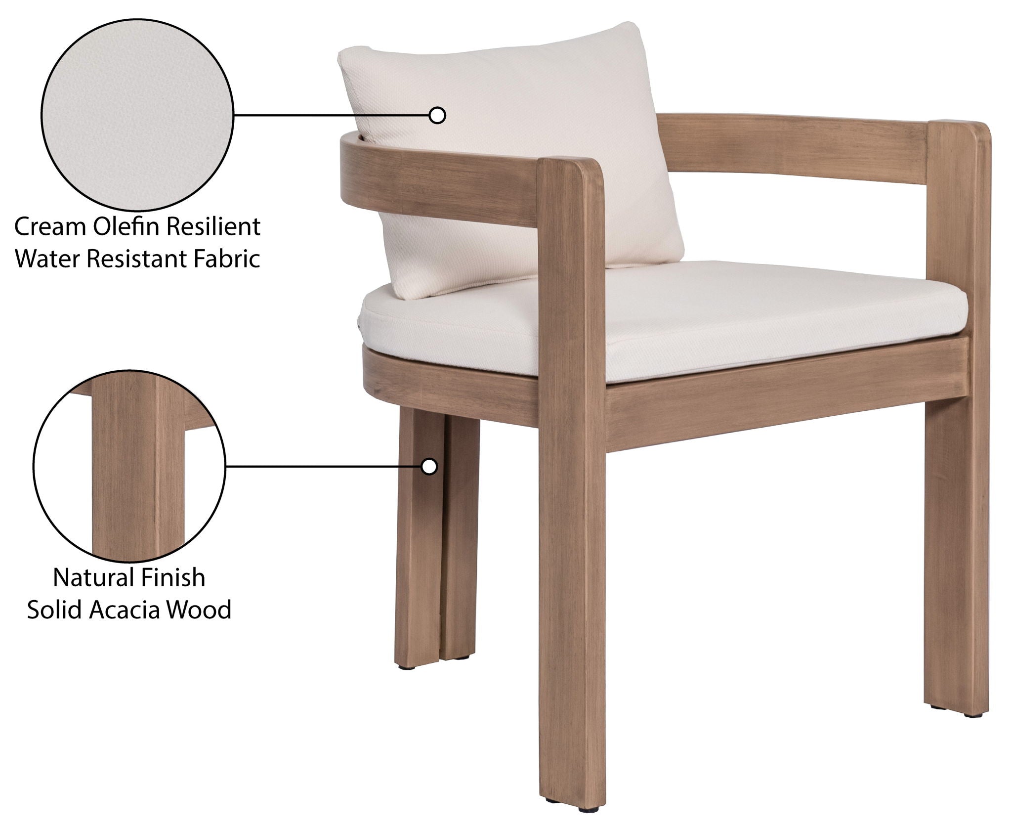 Newport - Water Resistant Fabric Upholstered Outdoor Patio Dining Chair
