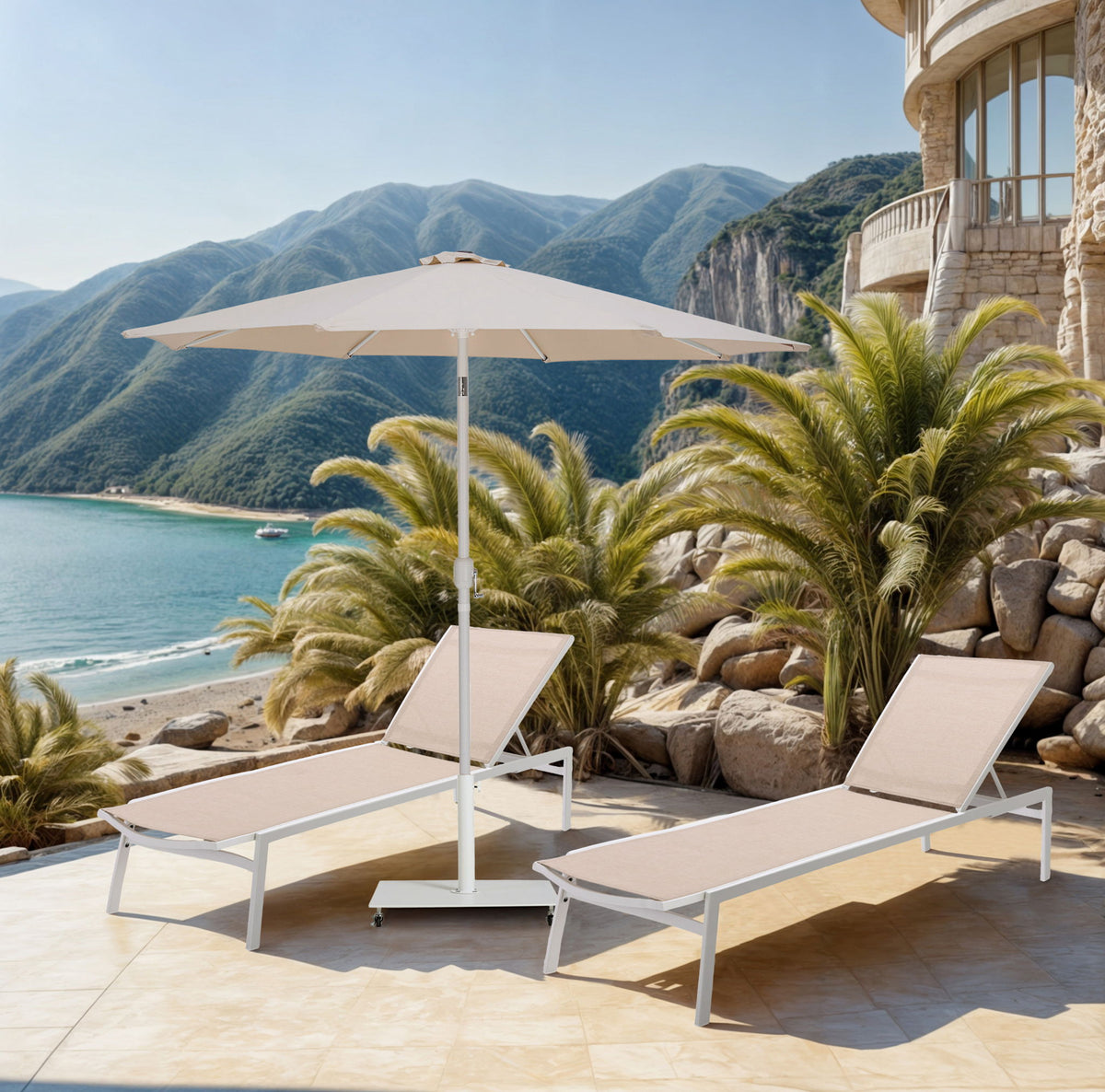 Fiji - Aluminum Patio Umbrella With Square White Base