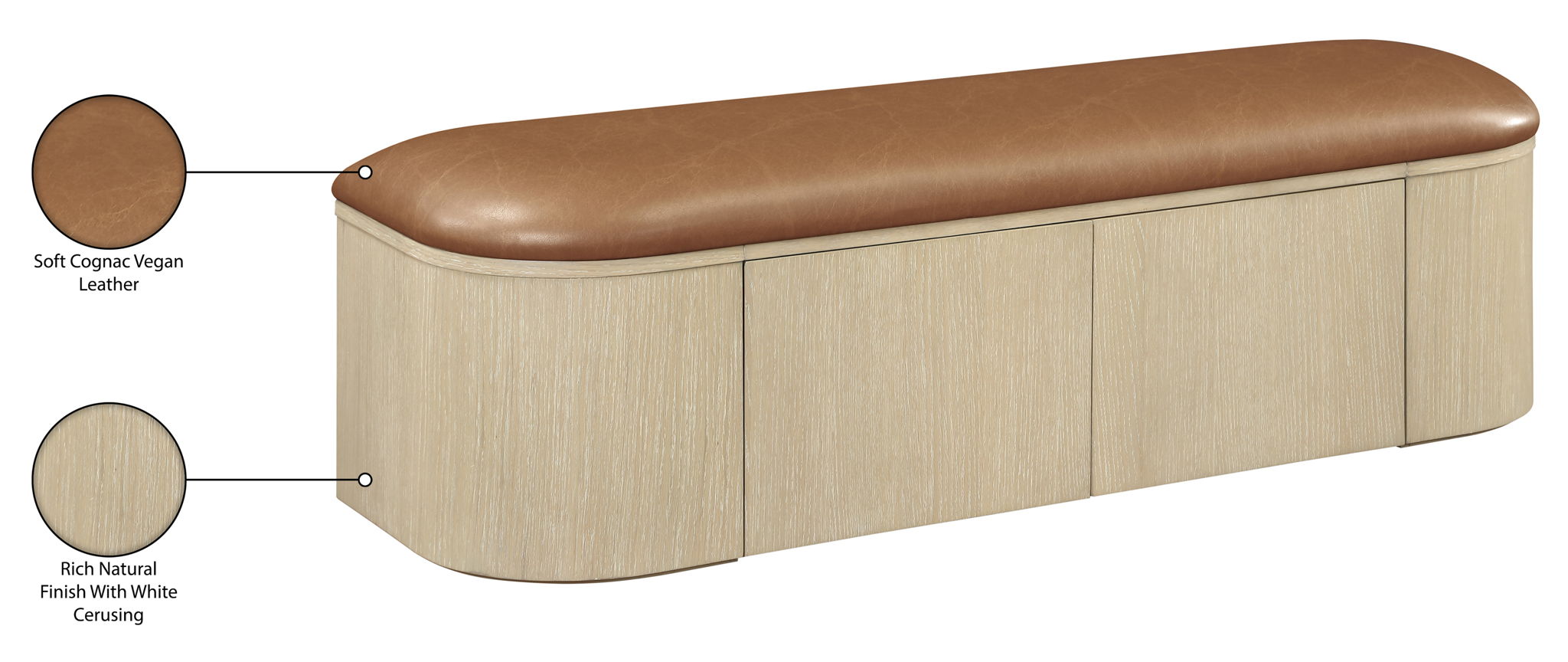 Velden - Upholstered Storage Bench With Stained Natural Base