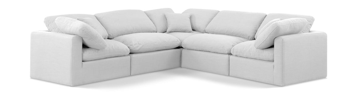 Indulge - Linen 5 Piece Modular Corner Sectional - White