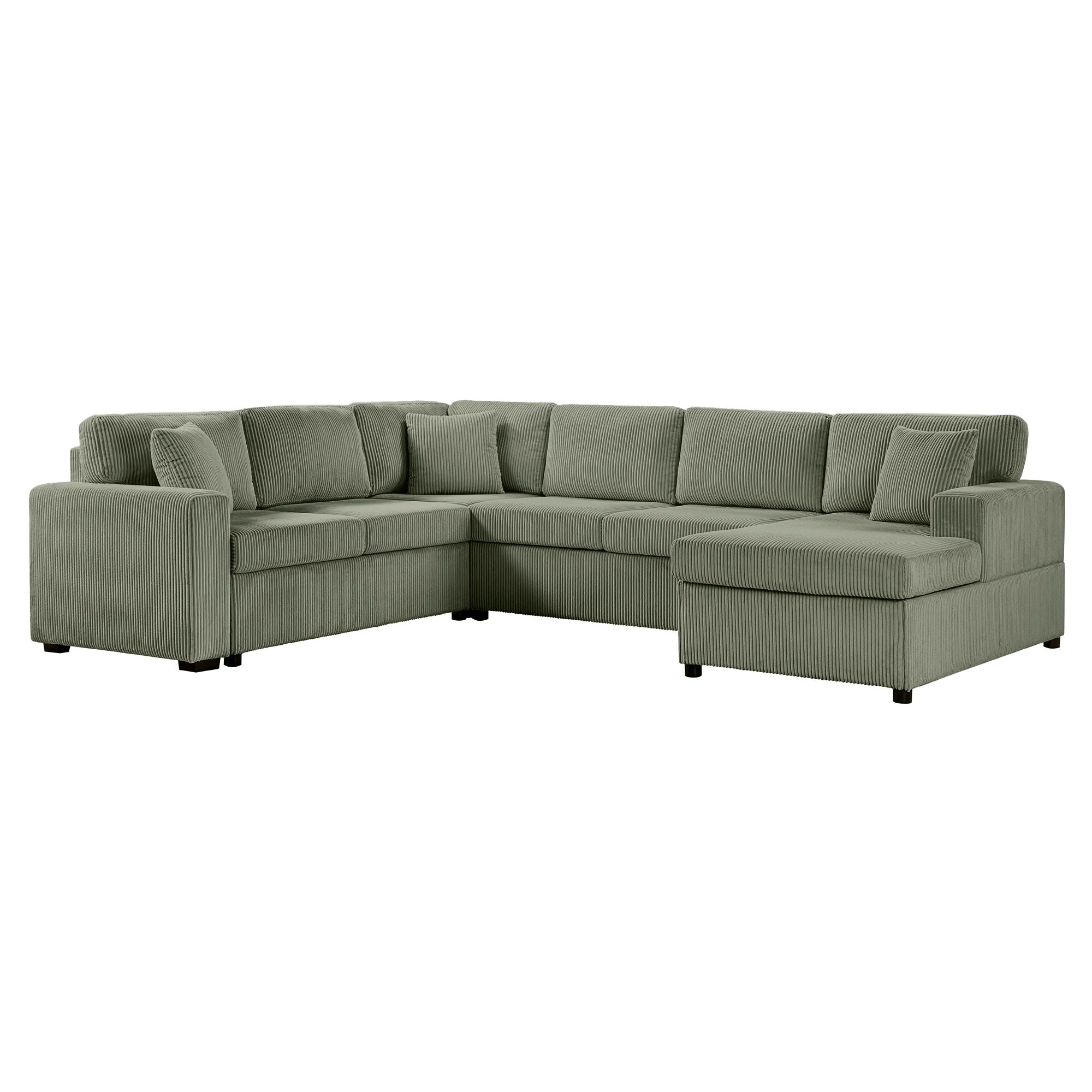 Oversized Sectional U-Shaped Sofa With Chaise Lounge And Three Soft Throw Pillows