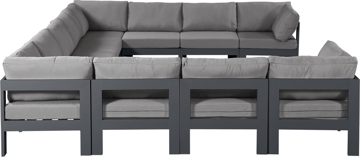 Nizuc - Outdoor Patio 11 Piece Modular Sectional With Gray Frame