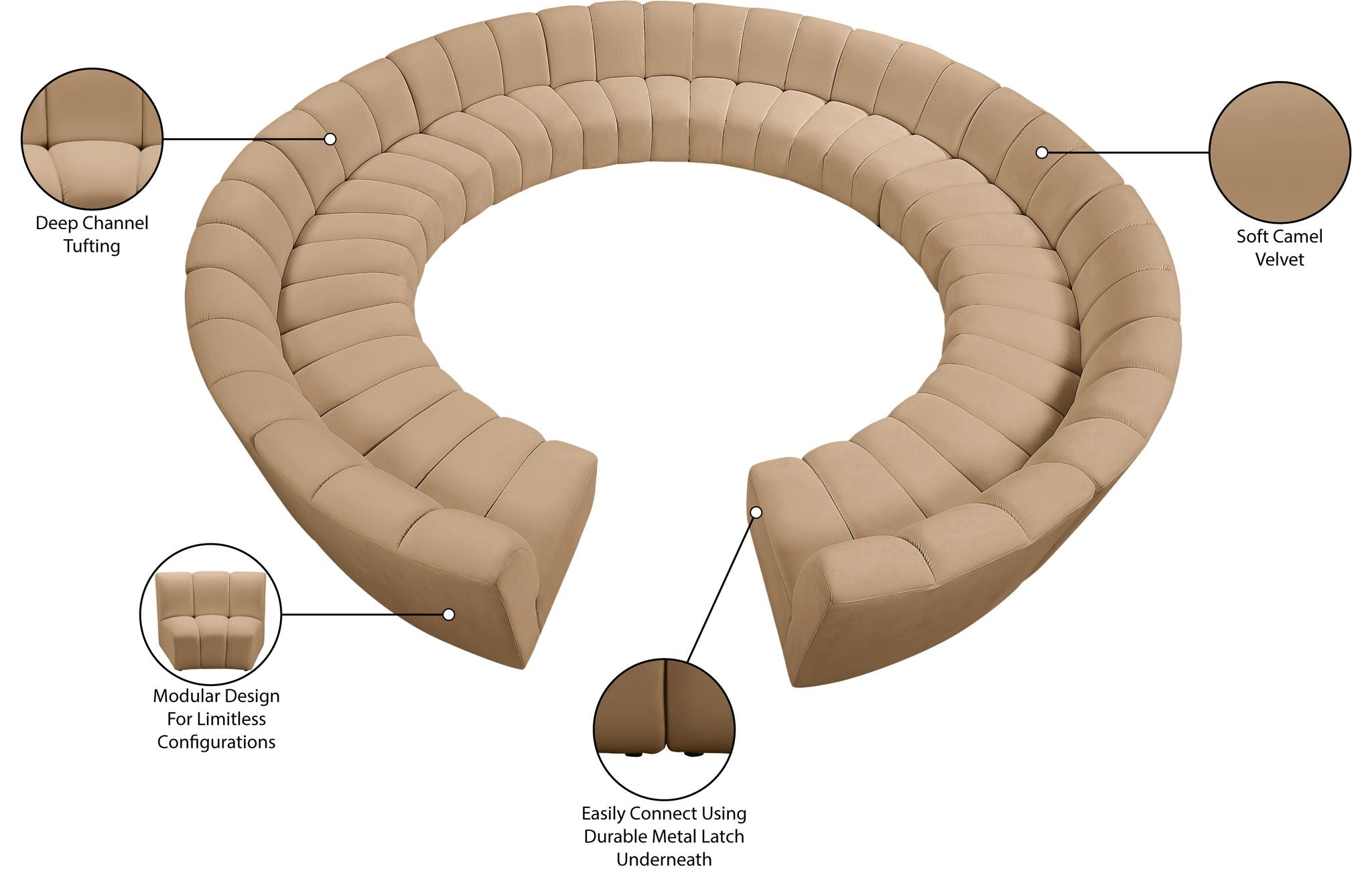 Infinity - 12 Piece Modular Sectional - Camel