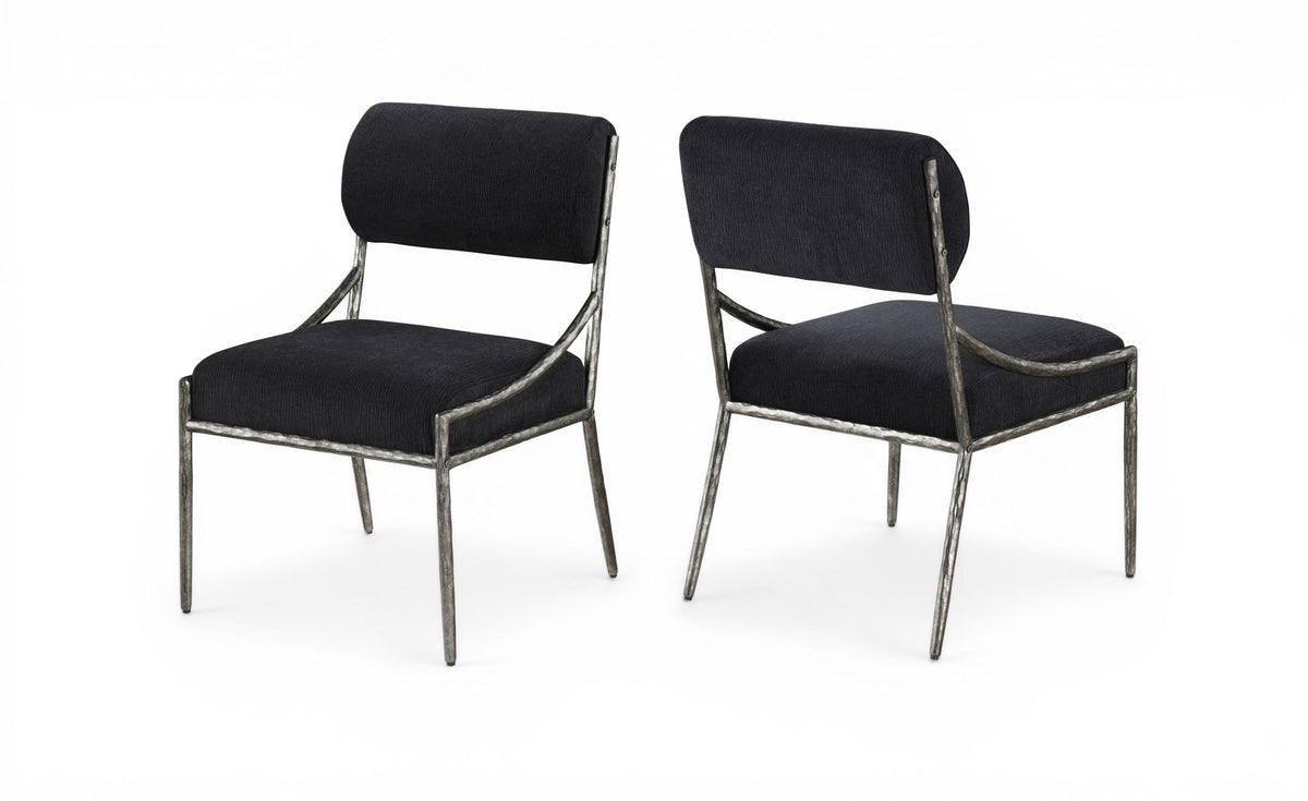 Bastille - Upholstered Dining Side Chair (Set of 2) - Silver Frame