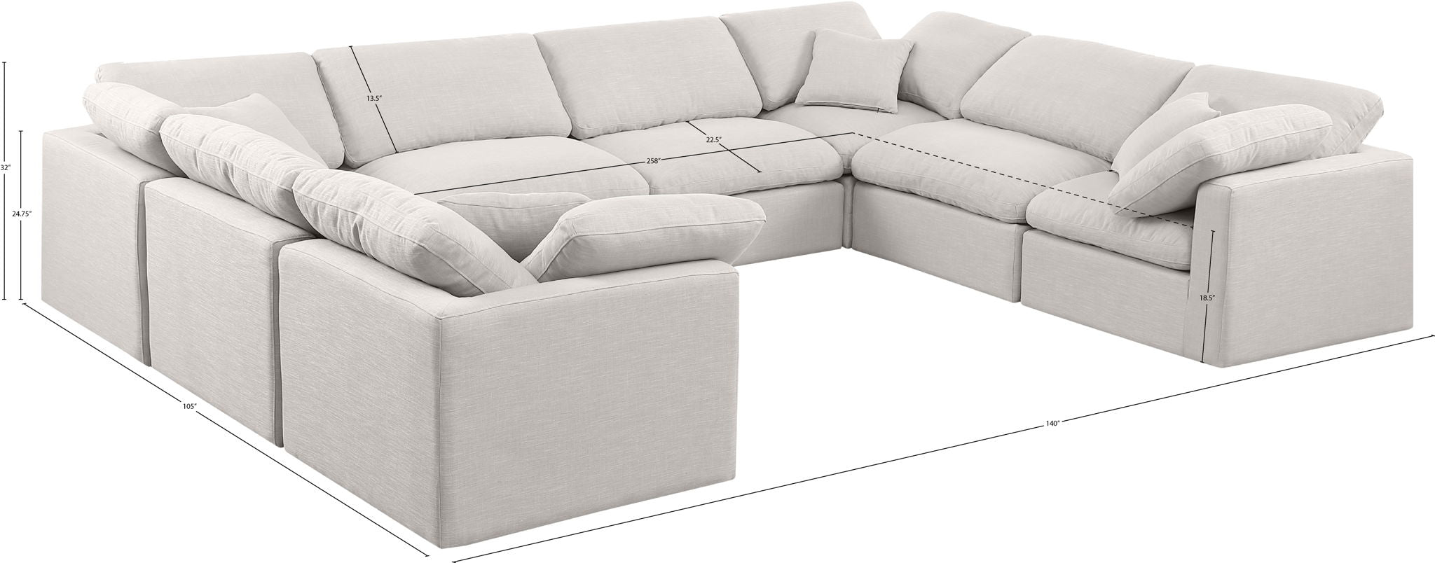 Indulge - Linen 8 Piece Modular Sectional