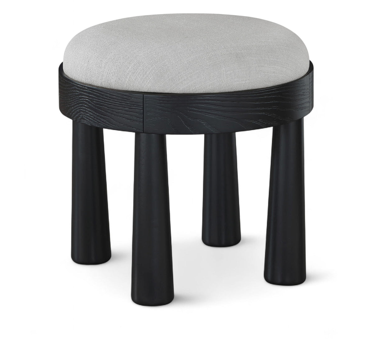 Larea - Linen Textured Fabric Ottoman - Black Base