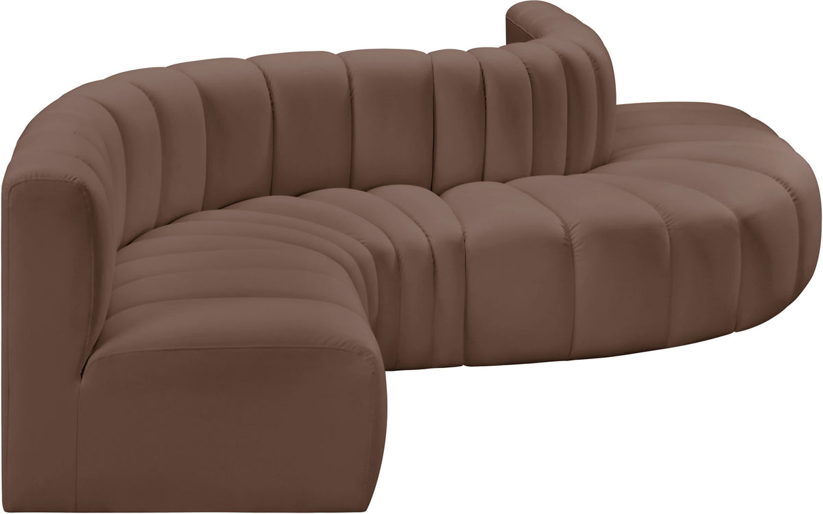 Arc - Faux Leather 6 Piece Curved Modular Sofa
