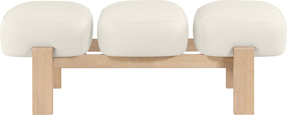 Woodcrest - Vegan Leather Upholstered Bench - Painted Natural Base