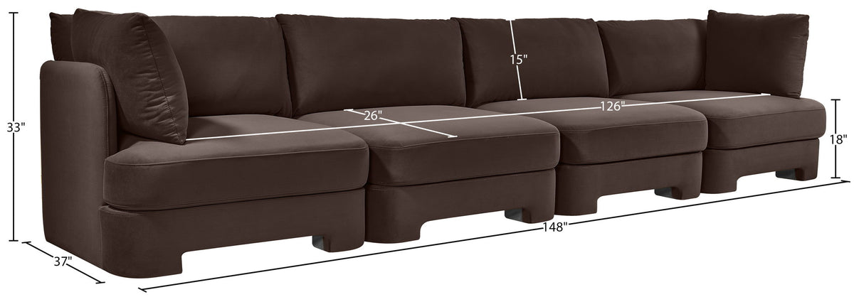 Hammond - Velvet Performance Fabric Upholstered 4 Piece Sofa