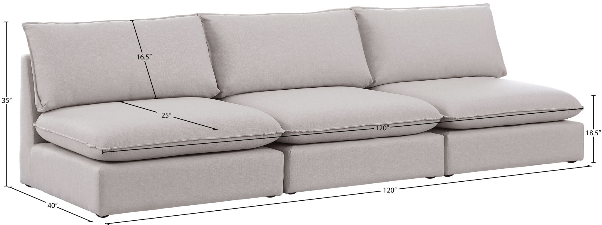 Mackenzie - Modular Sofa Armless - 3 Seats
