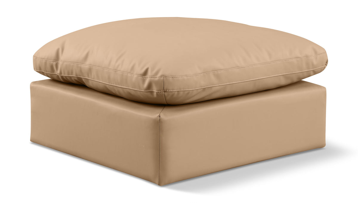 Indulge - Faux Leather Ottoman - Tan