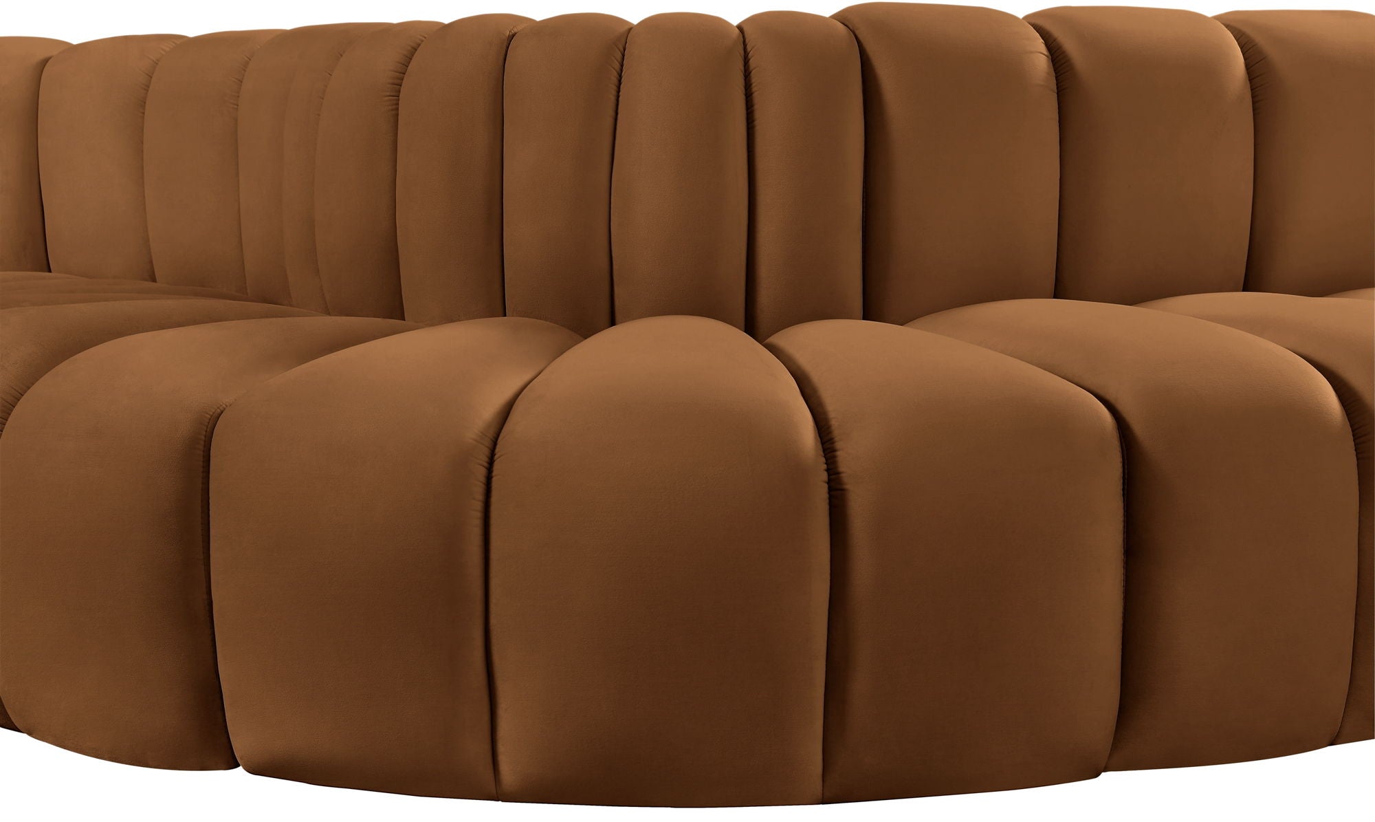 Arc - Velvet 6 Piece Curved Modular Sofa - Saddle