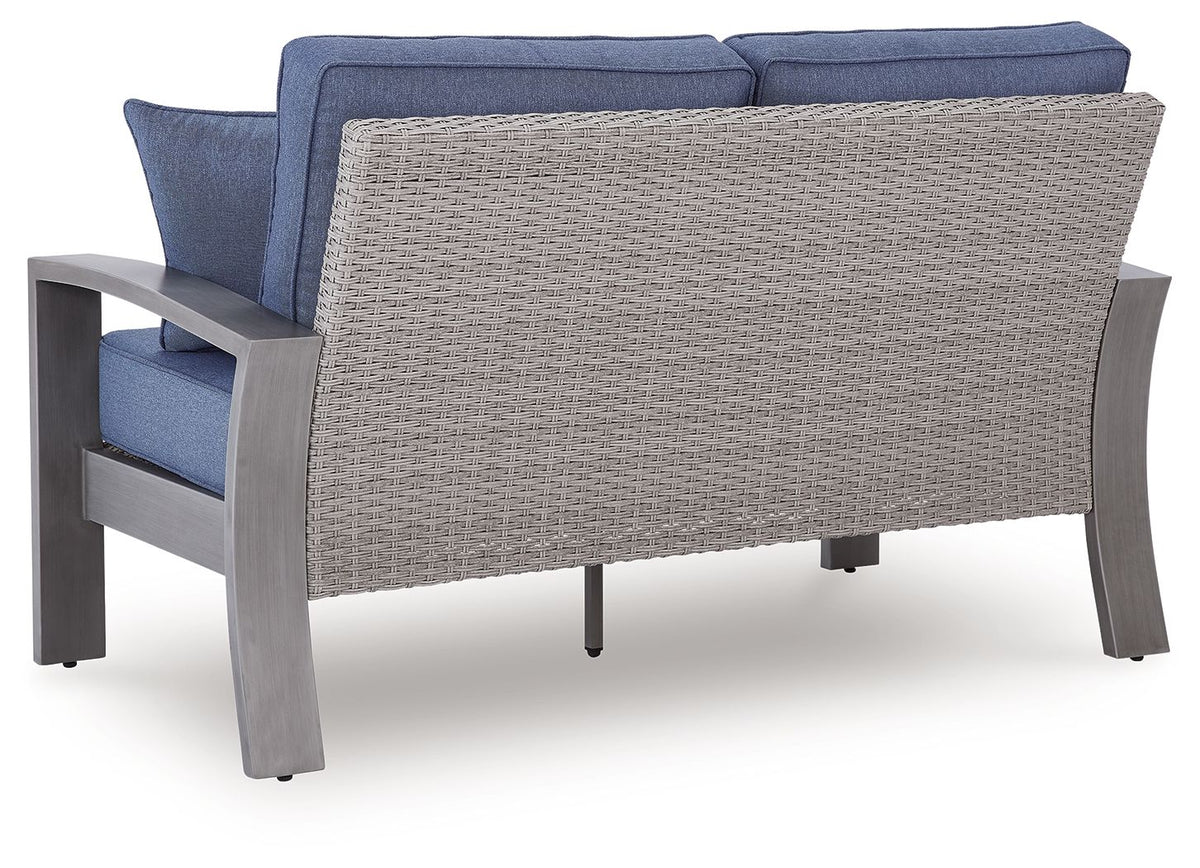 Half Moon Beach - Loveseat With Cushion - Blue / Gray