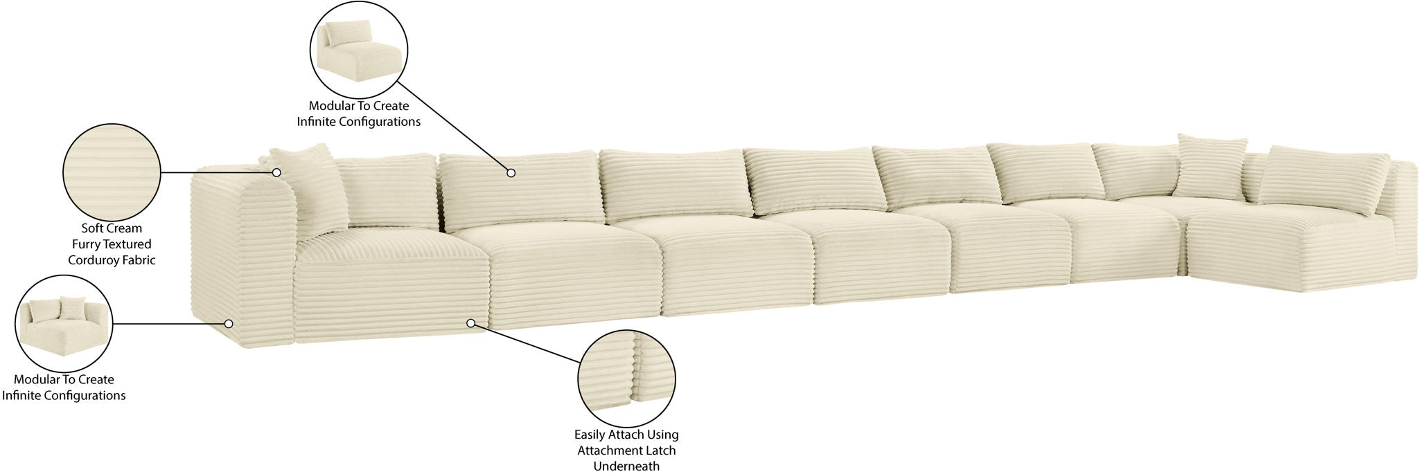Shaggy - 8 Piece Modular Sectional