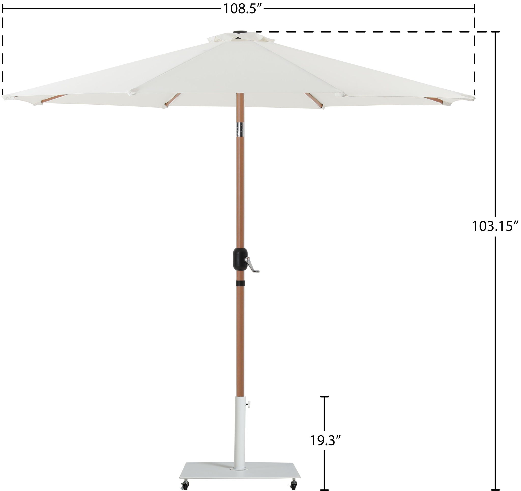 Fiji - Aluminum Patio Umbrella With Square White And Teak Base