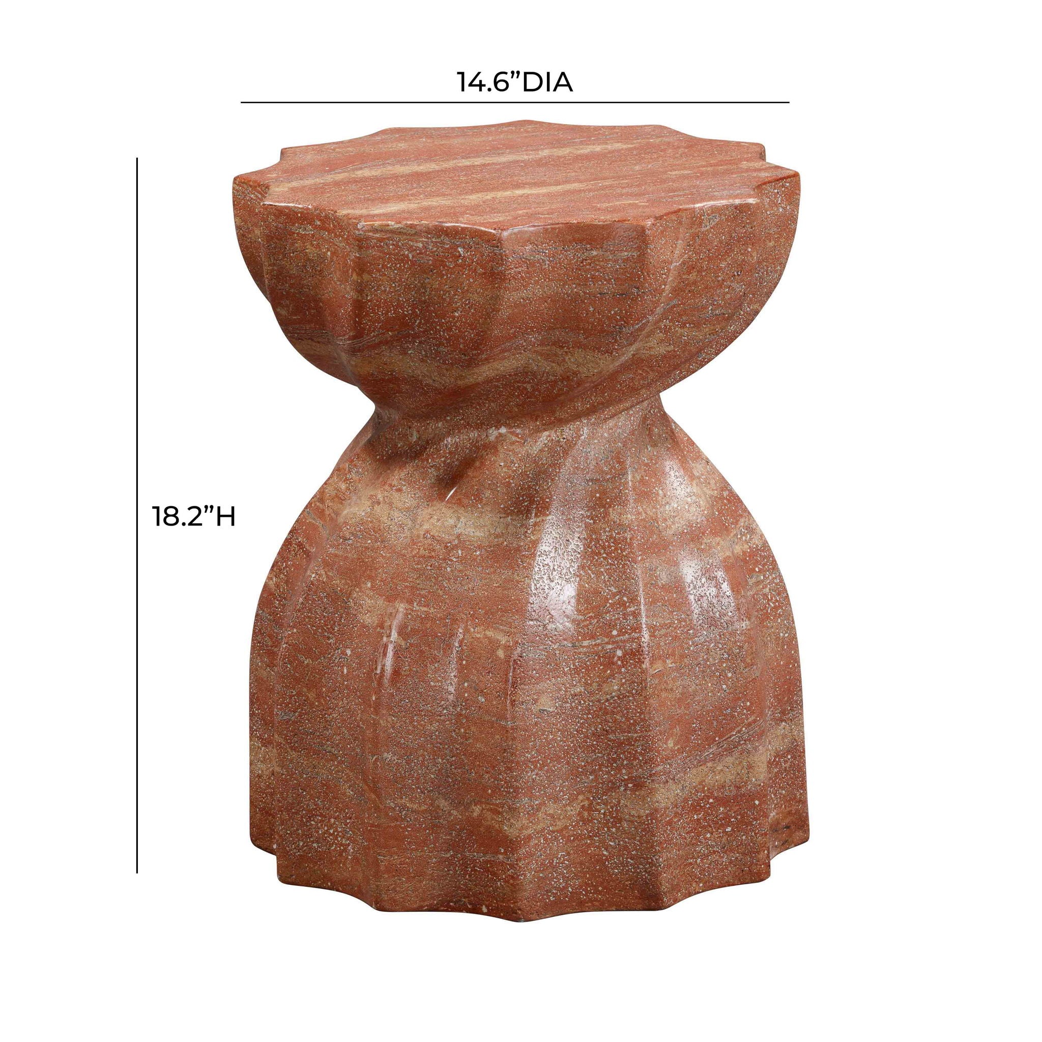 Turin - Faux Sandstone Indoor / Outdoor Concrete Stool - Red