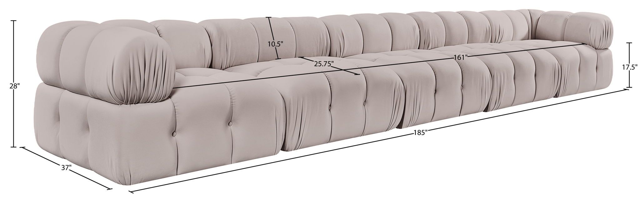 Orin - Fabric Velvet 5 Piece Modular Sofa