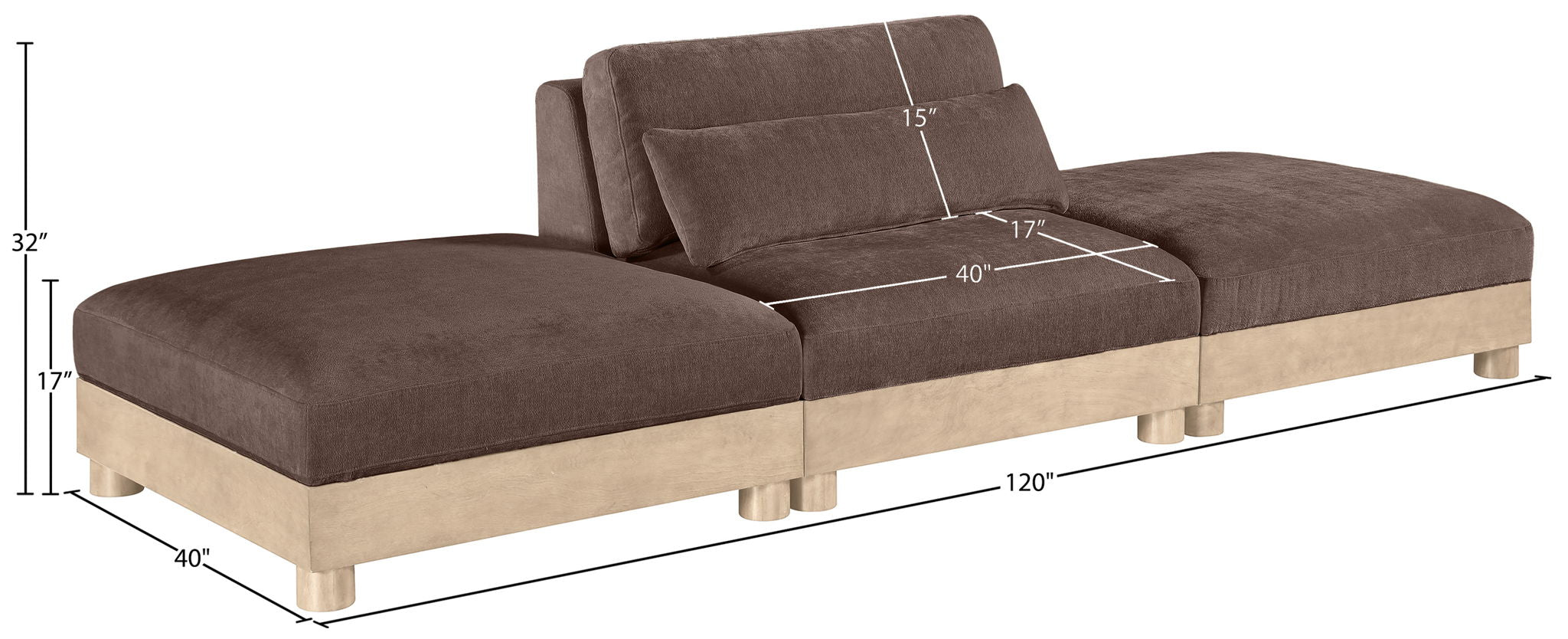 Turin - Chenille Fabric Upholstered Modular Sectional - Brown