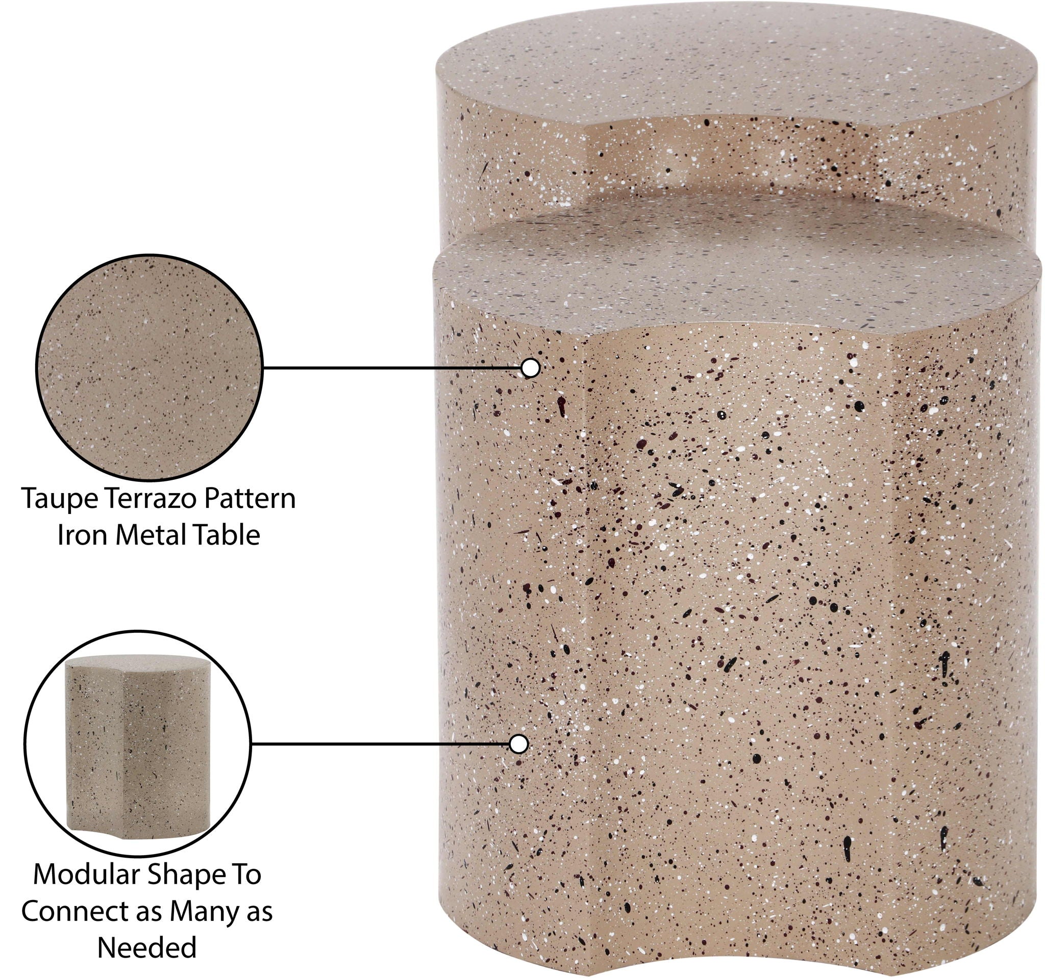 Dimple - Modular End Table - Terazzo Finish