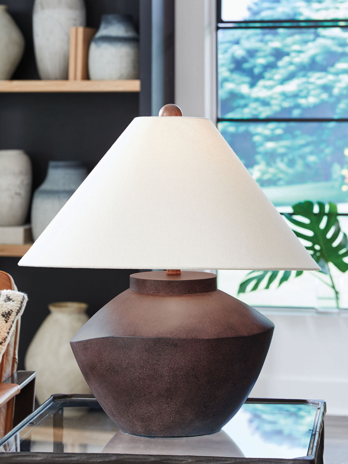 Honsworth - Poly Table Lamp - Antique Brown