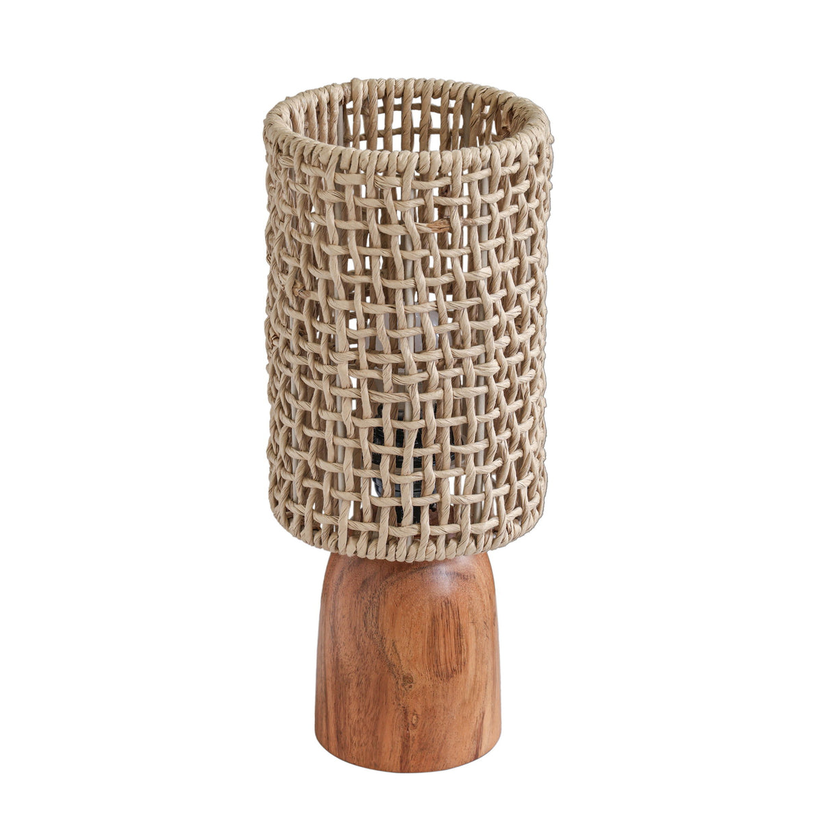 Kombu - Raffia and Wood Small Table Lamp - Natural