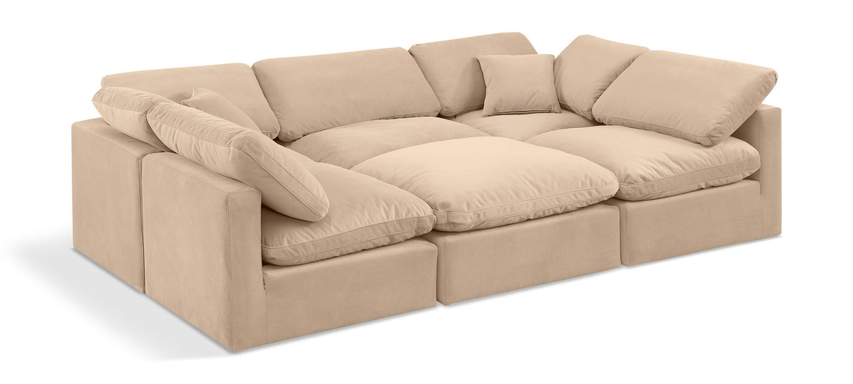 Indulge - Velvet 6 Piece Modular Sectional