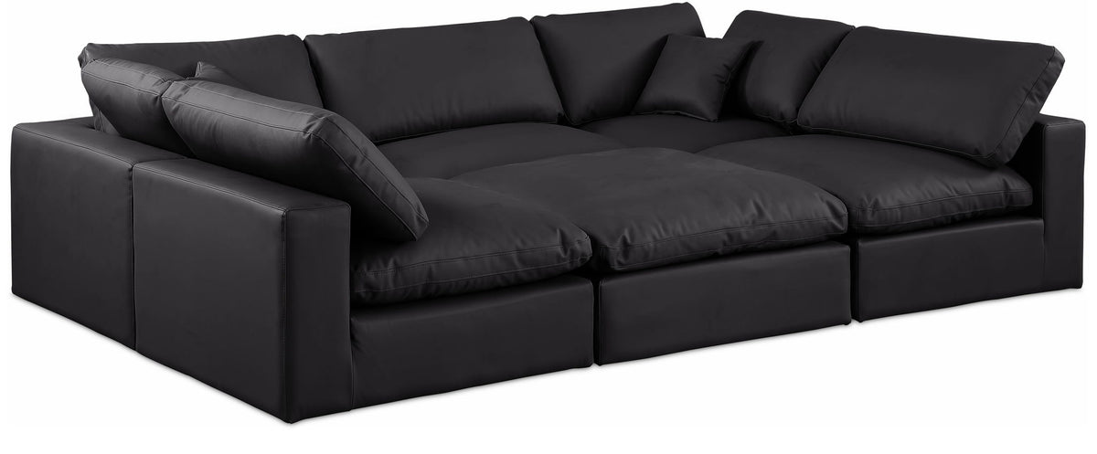 Comfy - 6 Piece Faux Leather Sectional