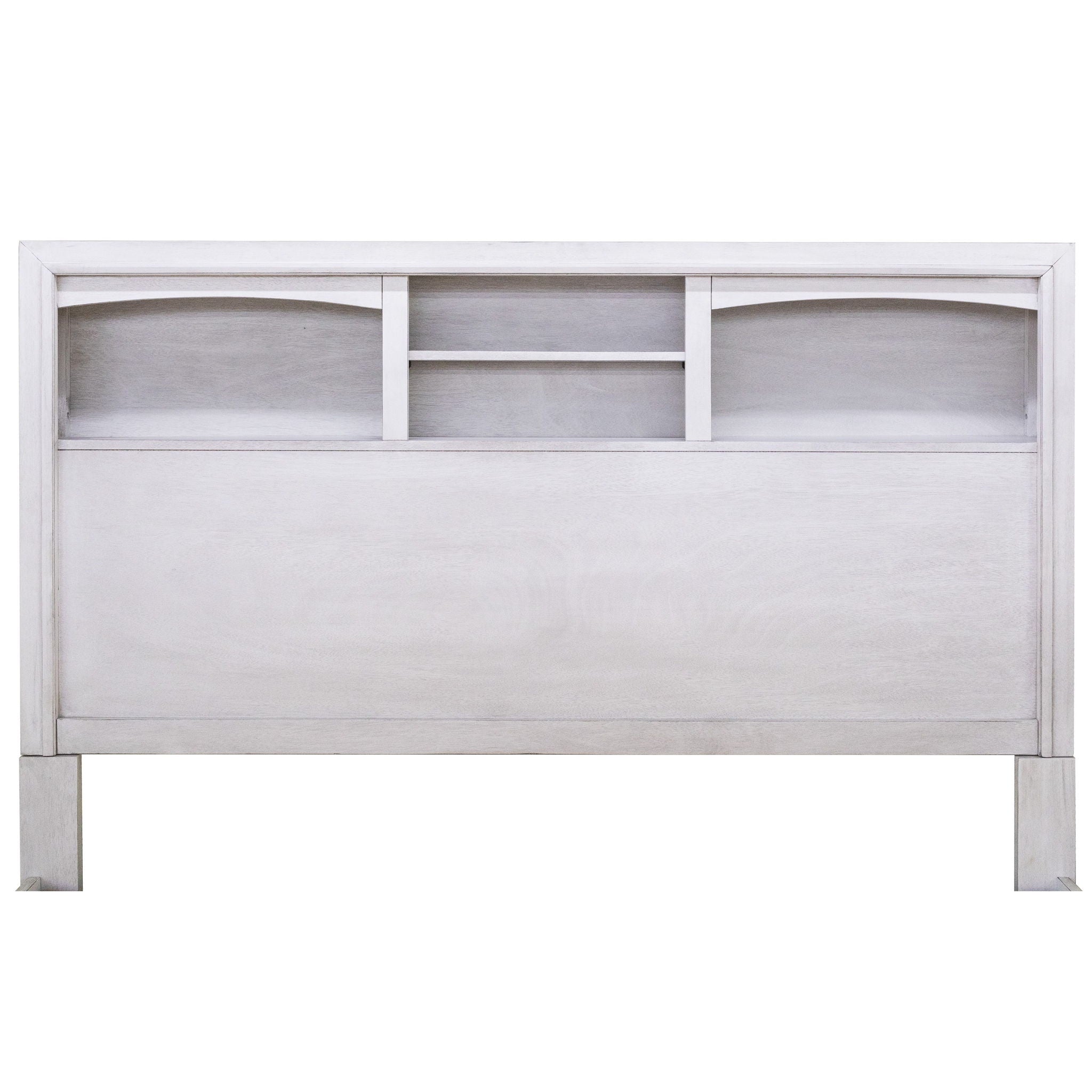 Transitional Bed With Smooth Gliding Drawers, Built In Lights, Open Headboard Shelves