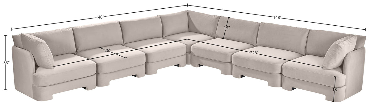 Hammond - Velvet Performance Fabric Upholstered 7 Piece Corner Sectional