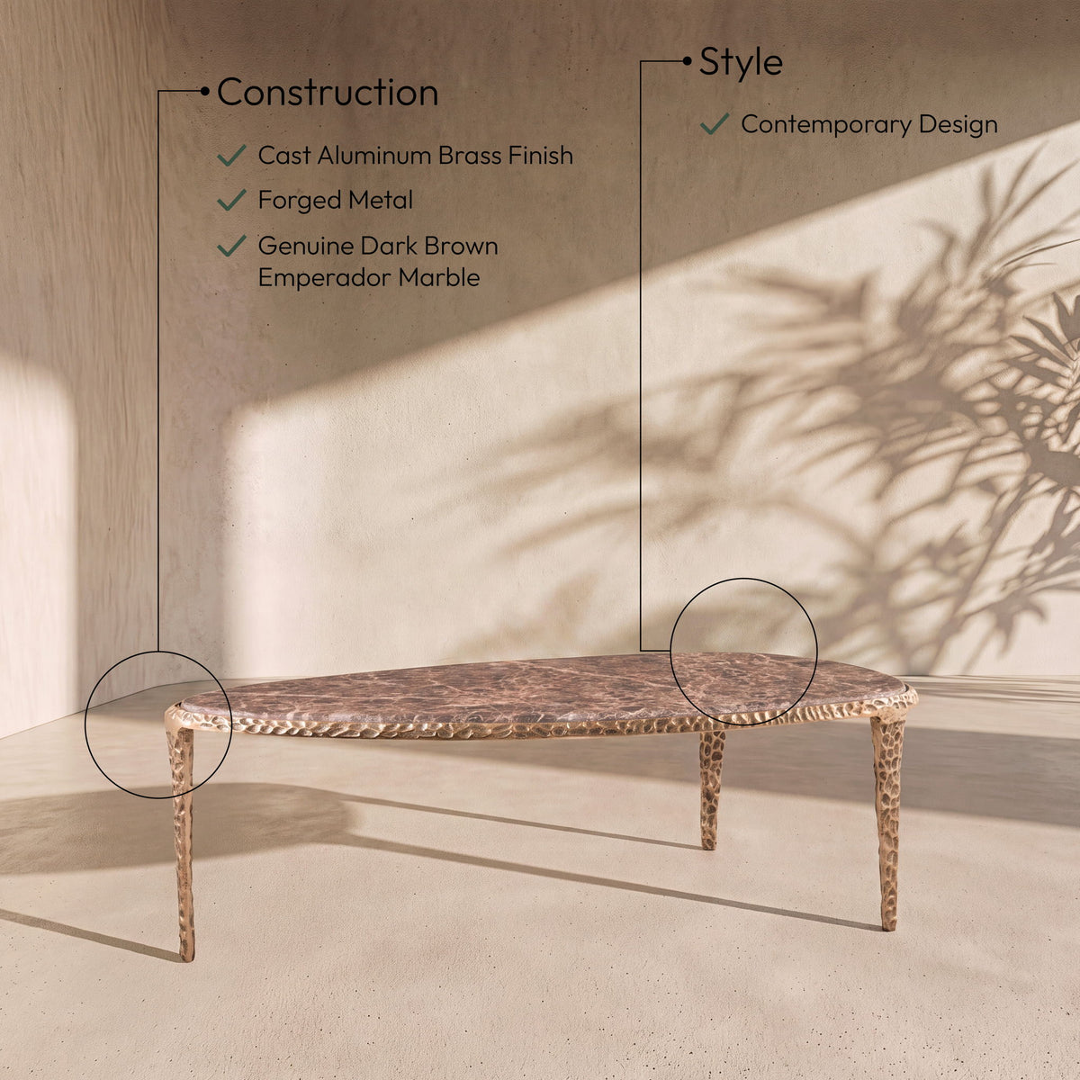 Gild - Aluminum Base And Genuine Marble Top Table