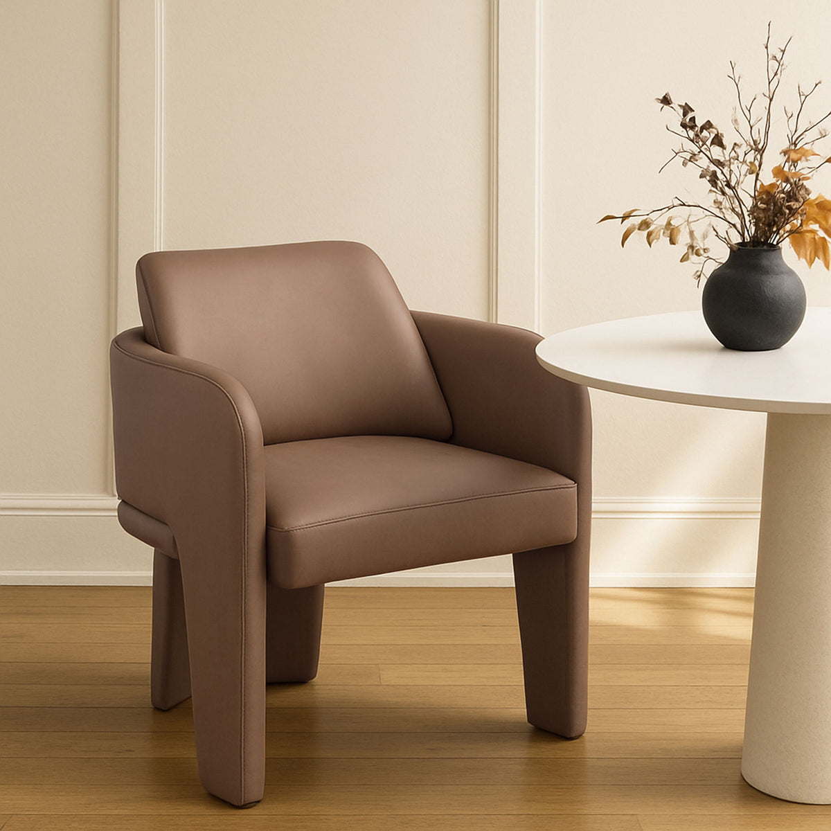 Vanda - Vegan Leather Upholstered Dining Chair - Tan