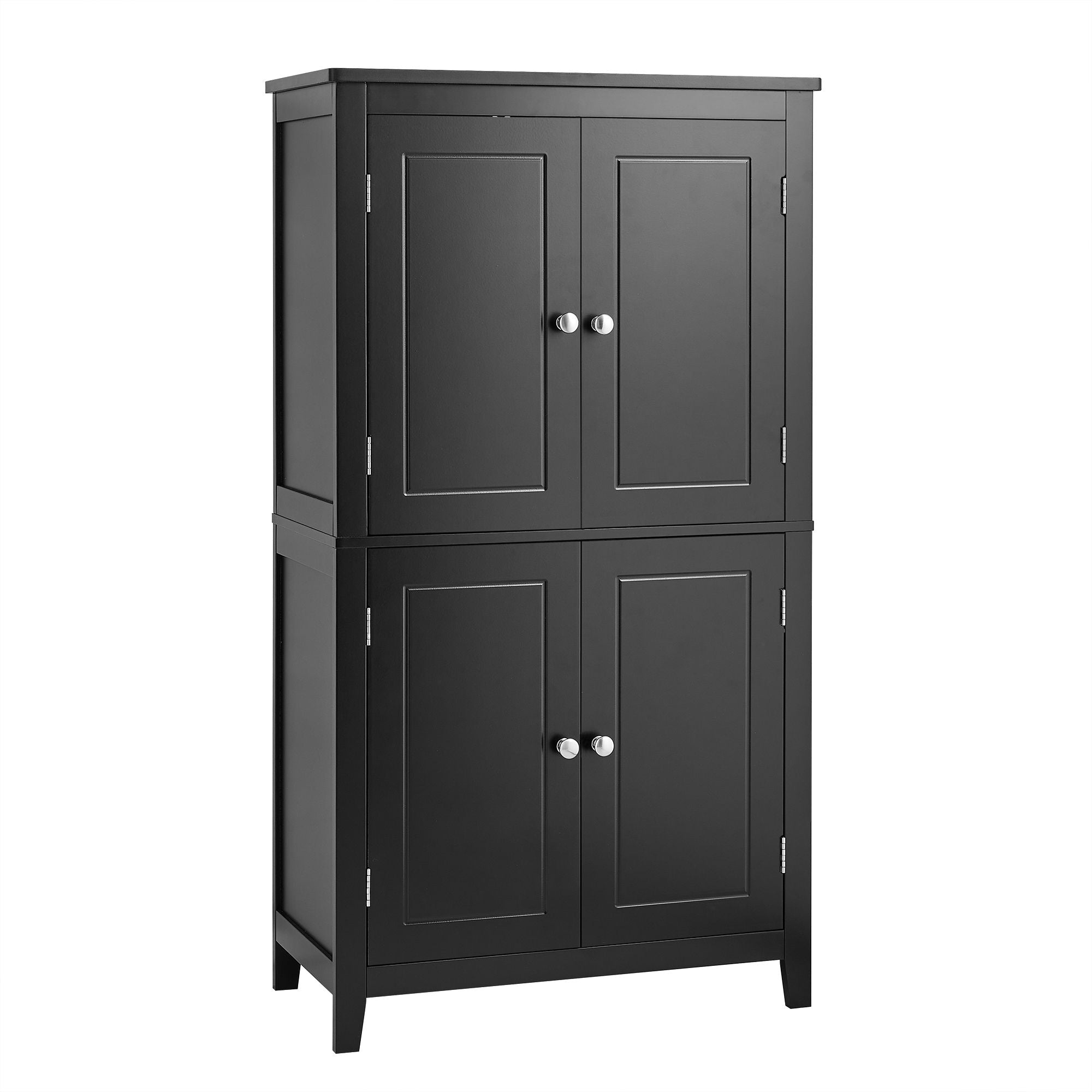 Elegant Bathroom Floor Storage Cabinet With 4 Doors, Adjustable Shelves