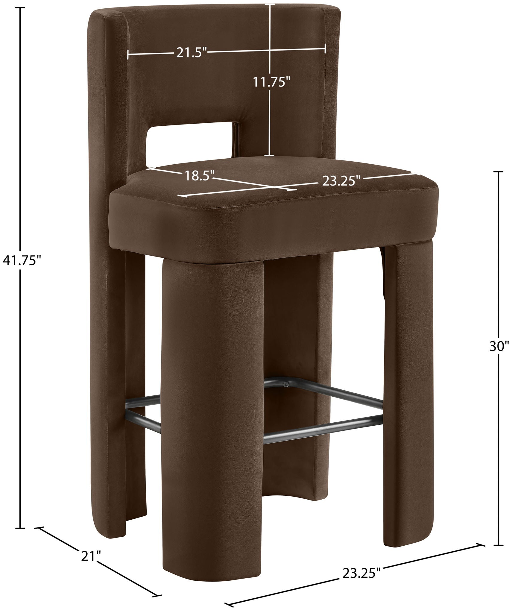 Zuno - Velvet Performance Fabric Upholstered Bar Stool (Set of 2)