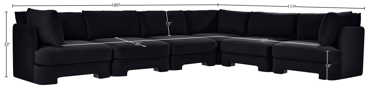 Hammond - Velvet Performance Fabric Upholstered 6 Piece Corner Sectional