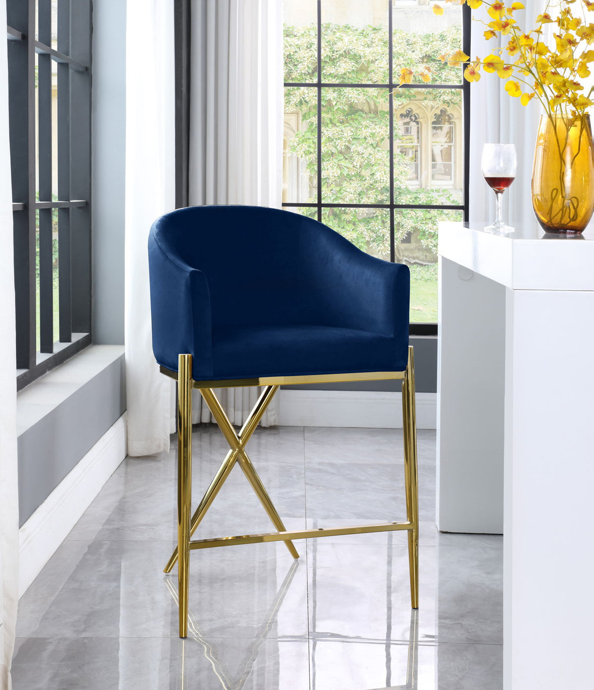 Xavier - Counter Stool with Gold Legs