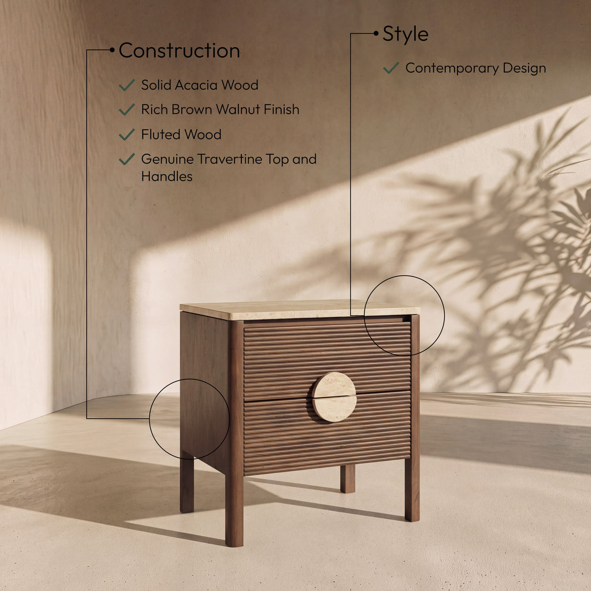 Varenna - 22" Acacia Wood Nightstand