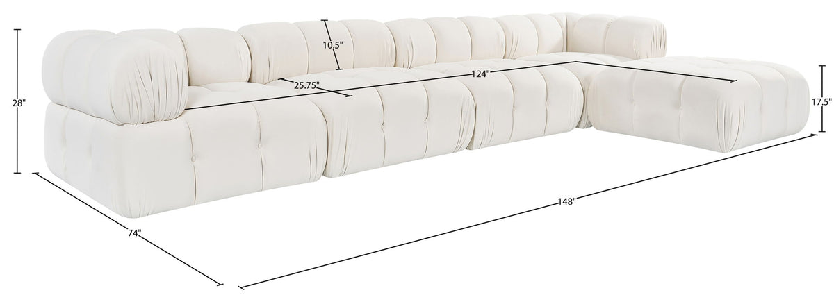Orin - Fabric Velvet 5 Piece Modular Sectional