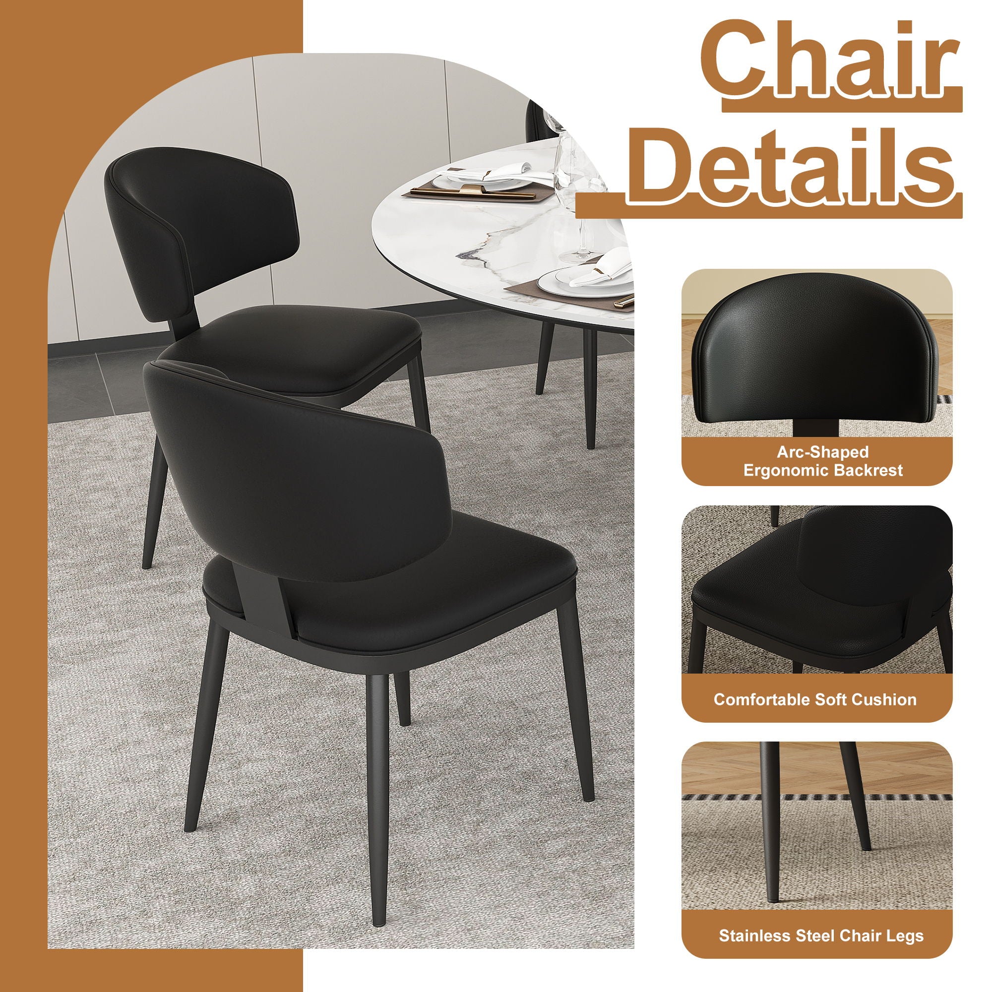 Round Dining Table & 6 Chairs Set - Silver