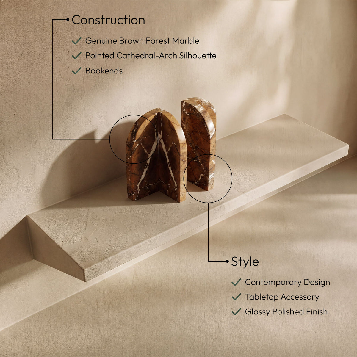 Dufresne - Genuine Marble Bookend